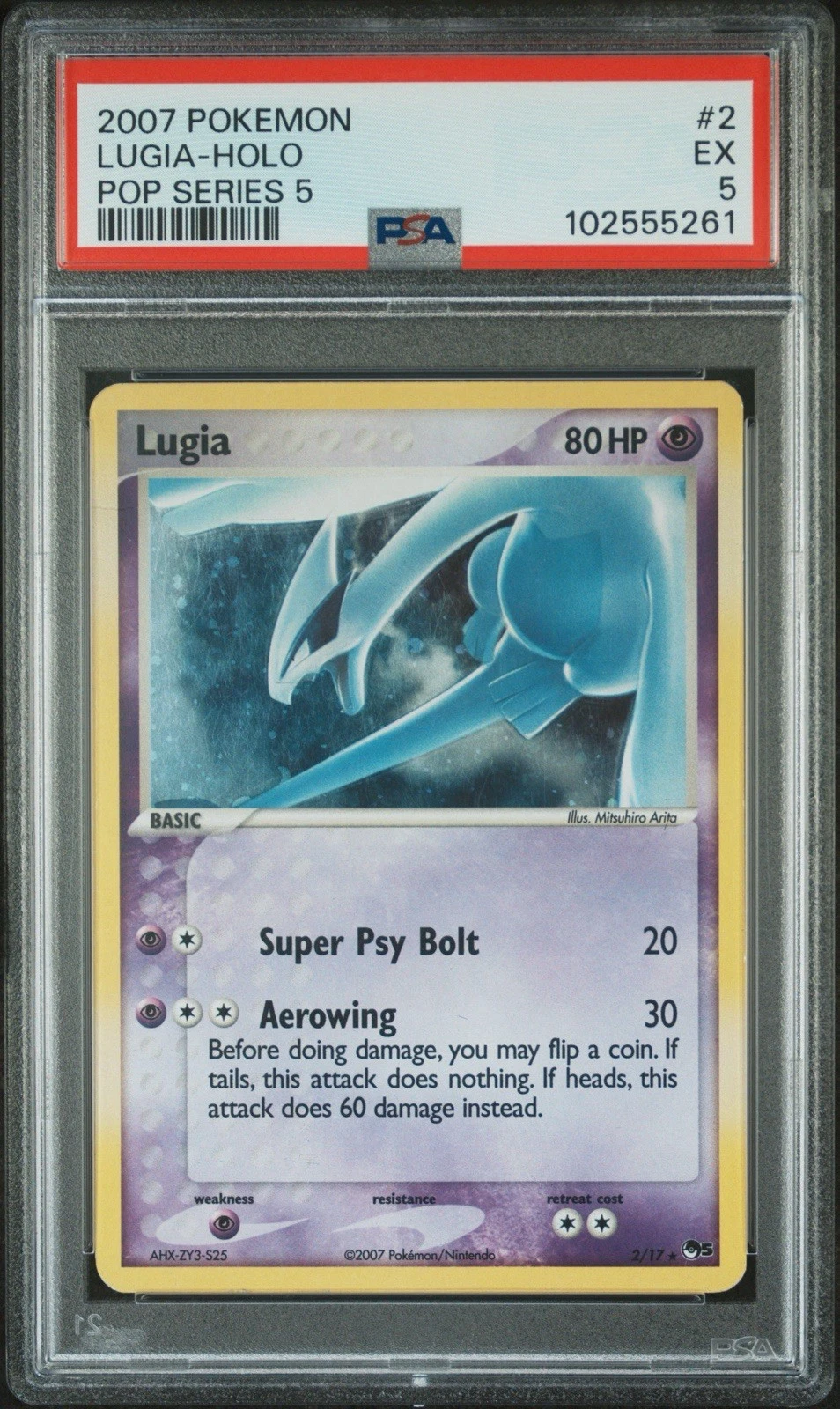 PSA 5 Lugia 002/017 POP Series 5 Holo Pokemon Slab